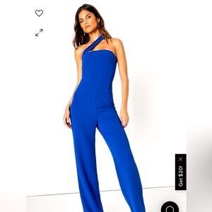 NWT Lulus Blue Jumpsuit/ Electric Blue/Cobalt Blue, one shoulder, Large